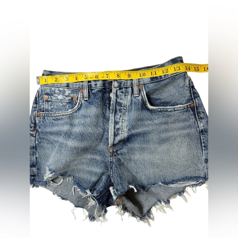 AGOLDE Parker Vintage Cut Off Denim Shorts Distressed Raw Hem Dark Wash Size 25 - Picture 3 of 6